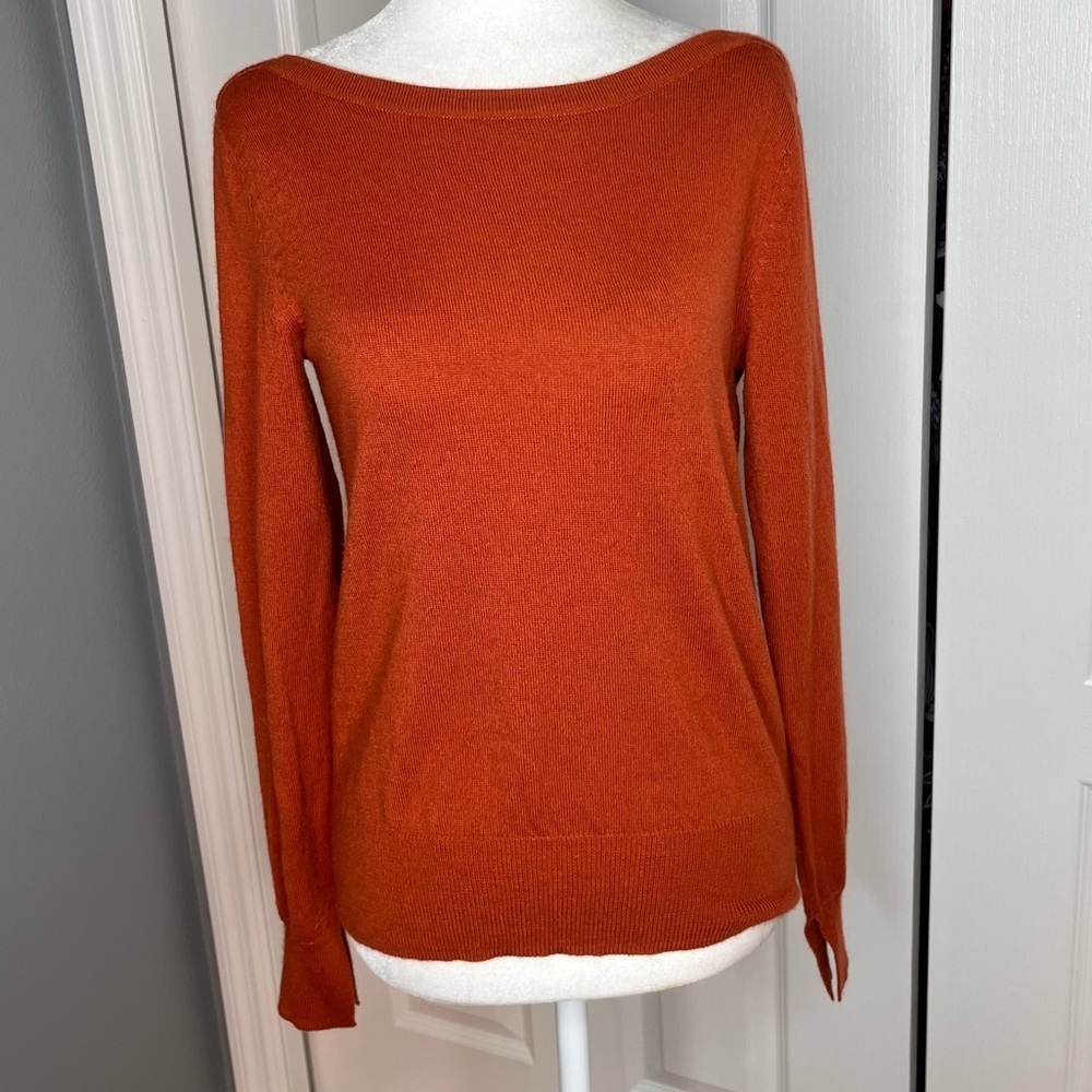 The Limited Merino Wool Blend Sweater Women’s Med Burnt Orange Lightweight Knit